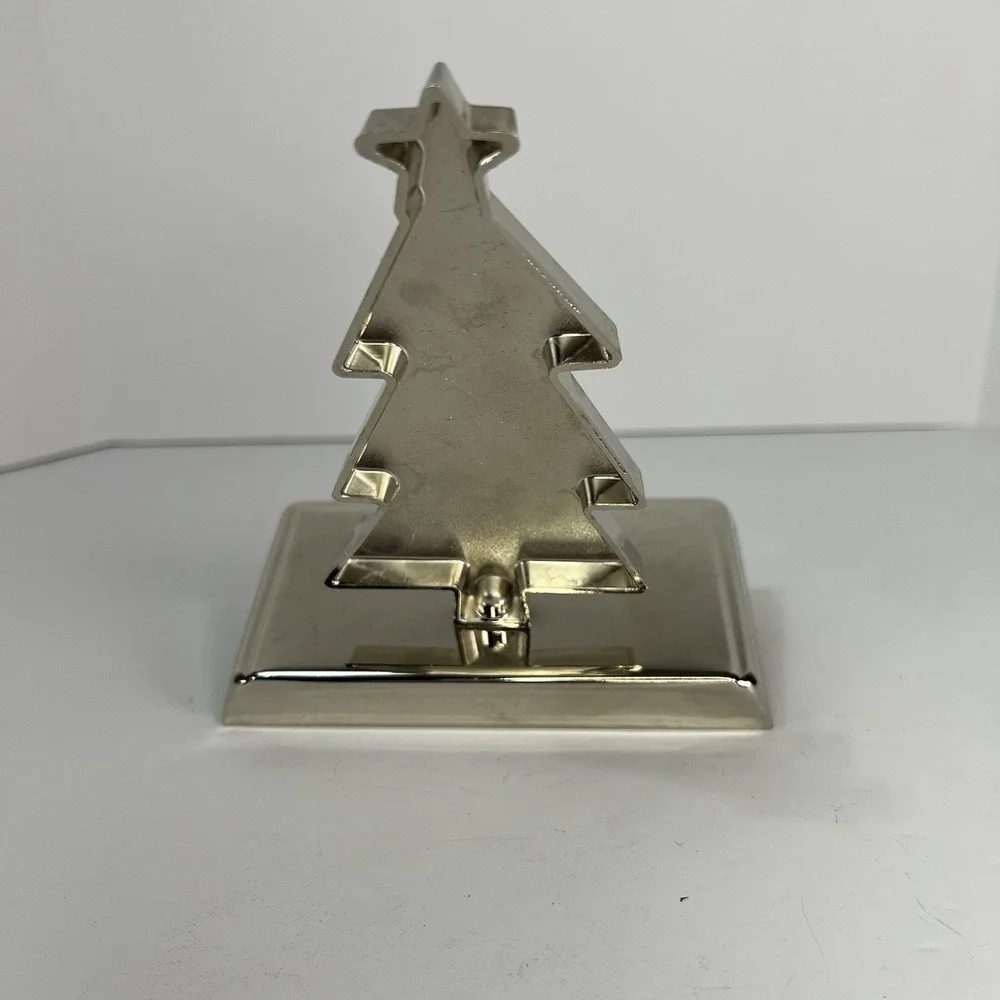 Unbranded Christmas Tree Stocking Holder Unisex OS Silver Green Excellent Metal